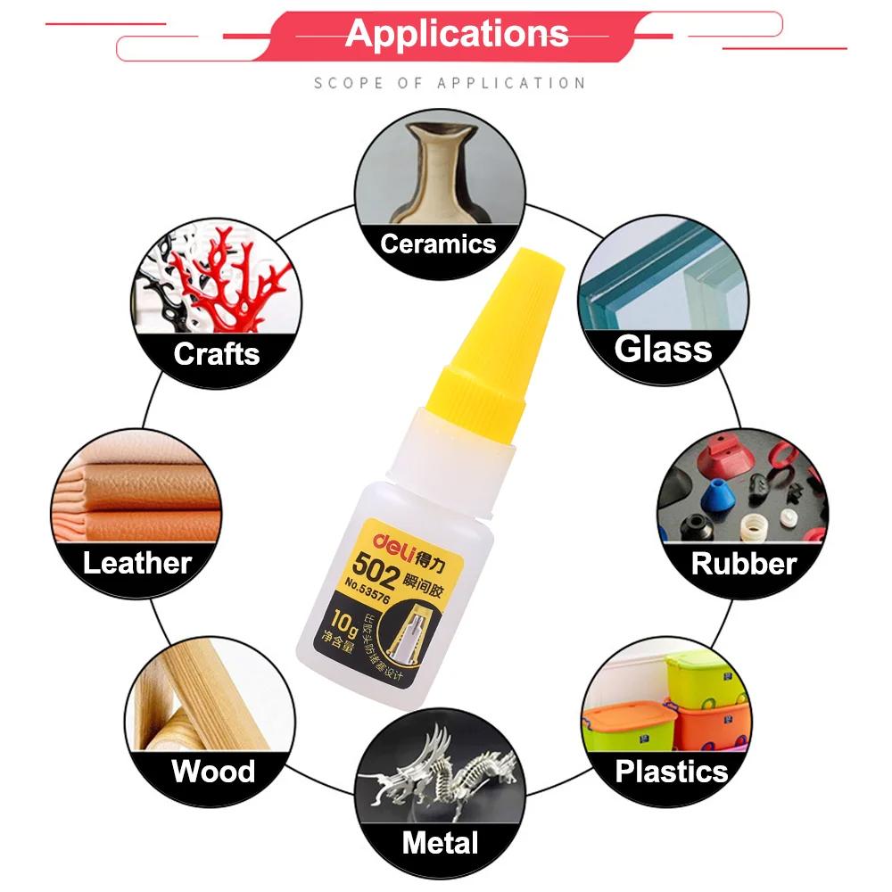 Deli 502 Super Glue Professional Strong Fast Instant Adhesive Cyanoacrylate Hardware Metal Cars Wood Craft Hobby Seconds Bond