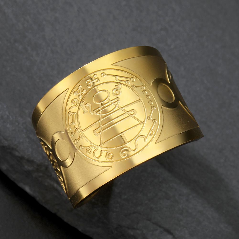 Stainless Steel Religious Adjustable Ring for Men Catholic Christian Faith Amulet Saint Benedict of Nursia Finger Rings Jewelry