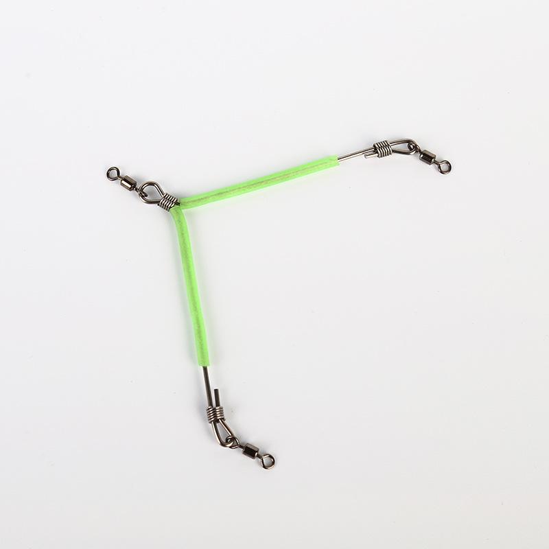Trippelkrok Y-formad Fiskelina Delare med Lysande Nattljus – Förtjockad Ståltråd Rigg