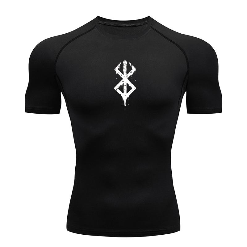 Men's Print Compression Shirts Summer Short Sleeve Rash Guard Gym Workout T-shirt Athletic Quick Dry Baselayer Undershirts Tops