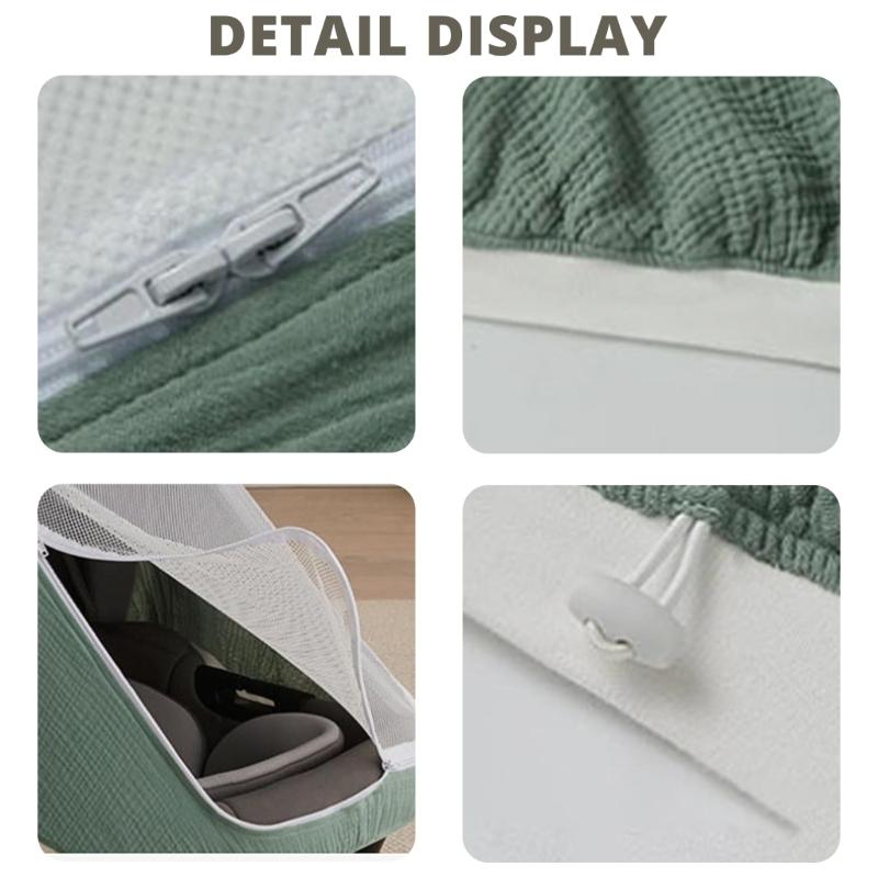 Infant Car Seat Cover Solid Color Canopy 360 Degree Protections Double Layer Window Design for Outdoor Comfort