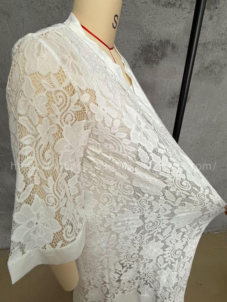 In Stock: New Casual Loose Lace V-Neck Dress Two-Piece Set