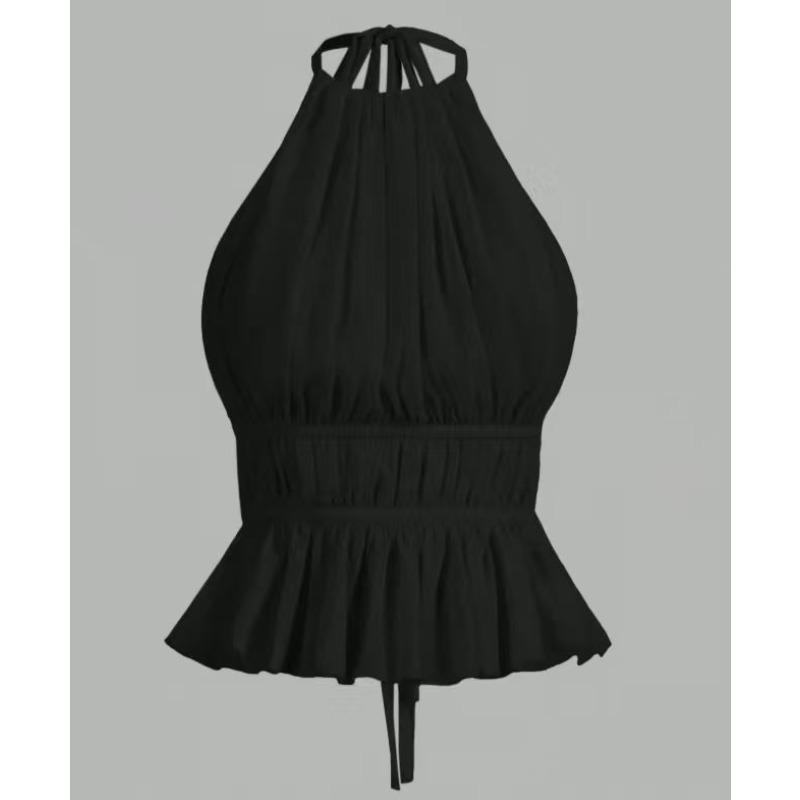 VEZFAA Dámská móda Ležérní Léto Jaro Jednobarevný potisk Halenky a košile bez rukávů