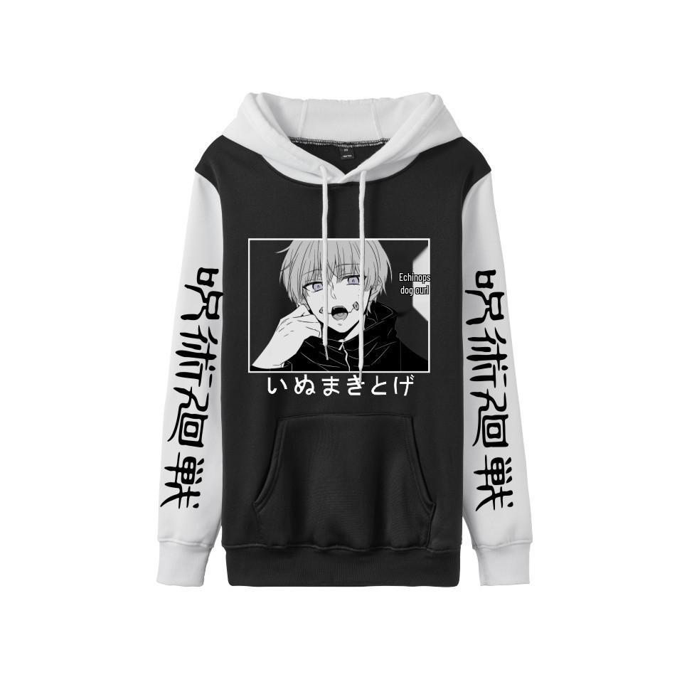Jujutsu Kaisen Gojo Satoru & Inumaki Toge Colorblock Frühjahrs-Hoodie (Unisex, Europäische Größe)