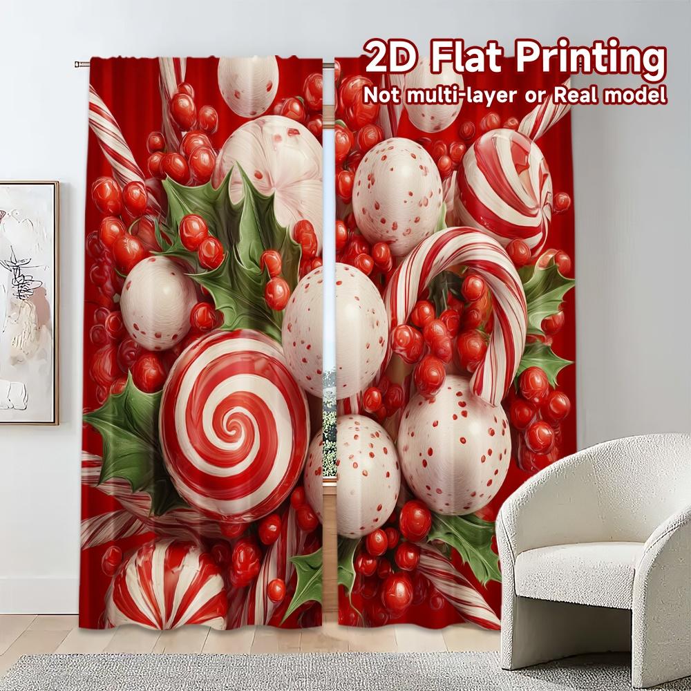 Set Of 2 Modern Flat Printing Jit Curtains Without Rod Candy Swirl Bliss Pattern Durable Polyester Fabric Curtain