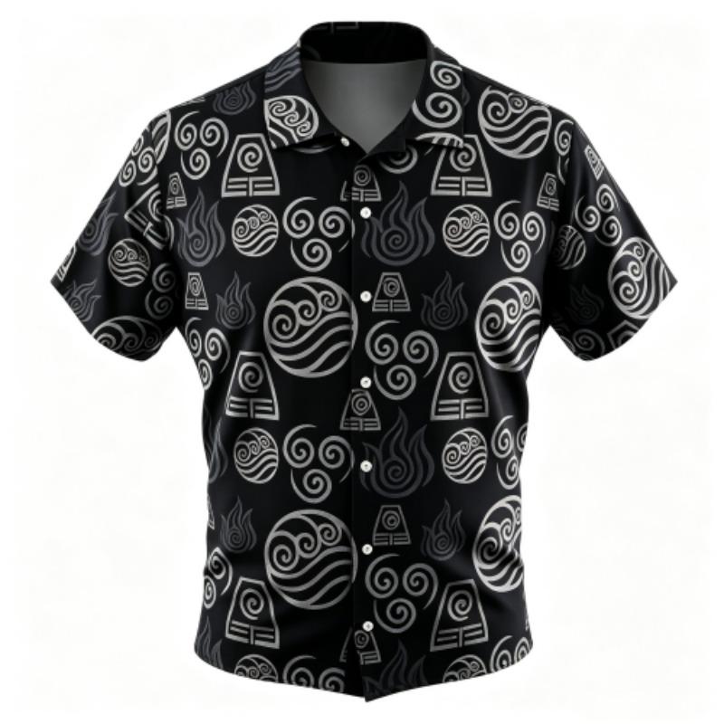 Mysterious Ancient Symbols Pattern Printing Shirt Hawaiian Beach Vacation Clothing Men's Street Style Shirt Daily Men's and Women's Shirt