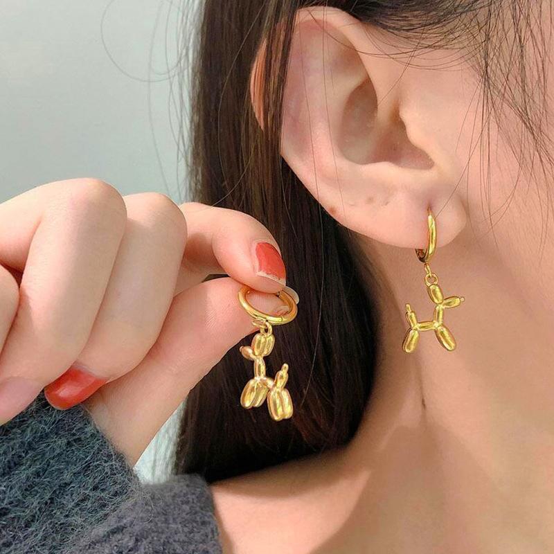 Beliebter Ballonhund Anhänger Hängende Ohrringe Für Damen Metall Stil Niedlich Tier Hoop Ohrring Modeschmuck Hochzeit Party Geschenke