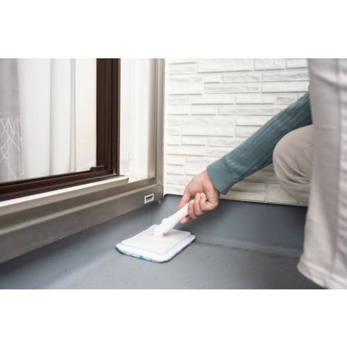 Yamazaki Sangyo Brush for Balconies, Entrances, Tiles, and Decks, Sponge with Handle, Single Handle, Detachable Head, Brush Width 20cm x Total Length