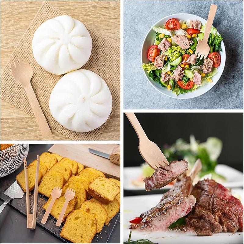 100Pcs Disposable Wooden Spoon Set For Ice Cream And Desserts Suitable For Parties Weddings Cakes Practical Disposable Tableware