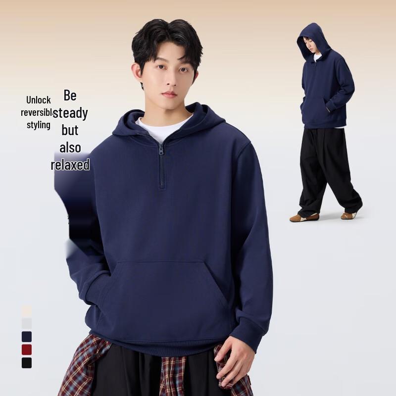 MINISO Men's Trendy Half-Zip Hooded Sweatshirt