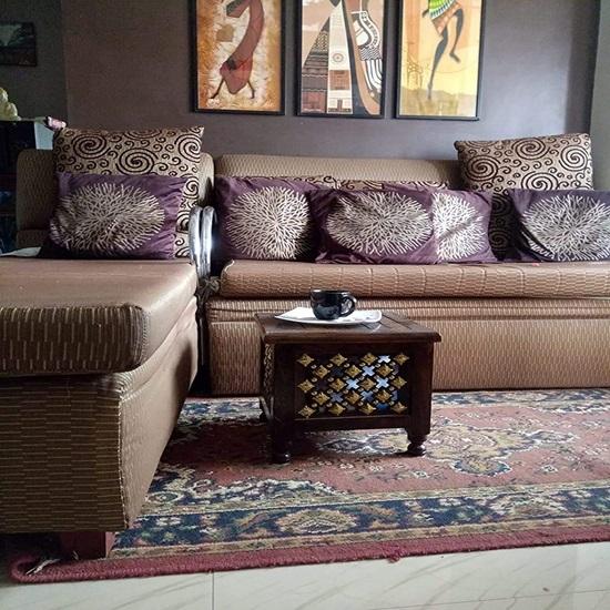 Beautiful Handmade Wooden Stool 30.48cm With Brass Cutting Design For Storage Furniture For Living Room