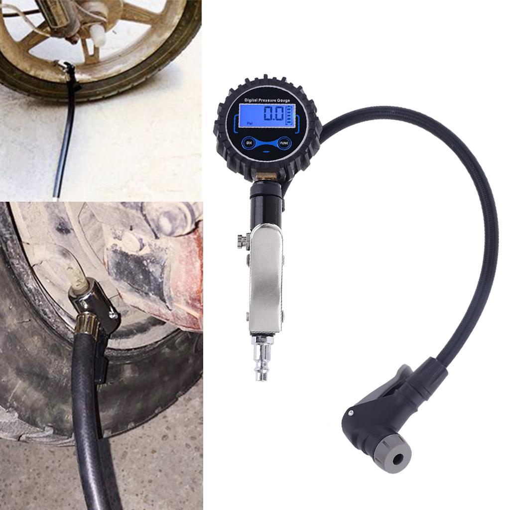 Practical Digital Tire Inflator with Hose Pressure Gauge Heavy Duty Quick Decrease Tire Pressure 0.5 Display Resolution