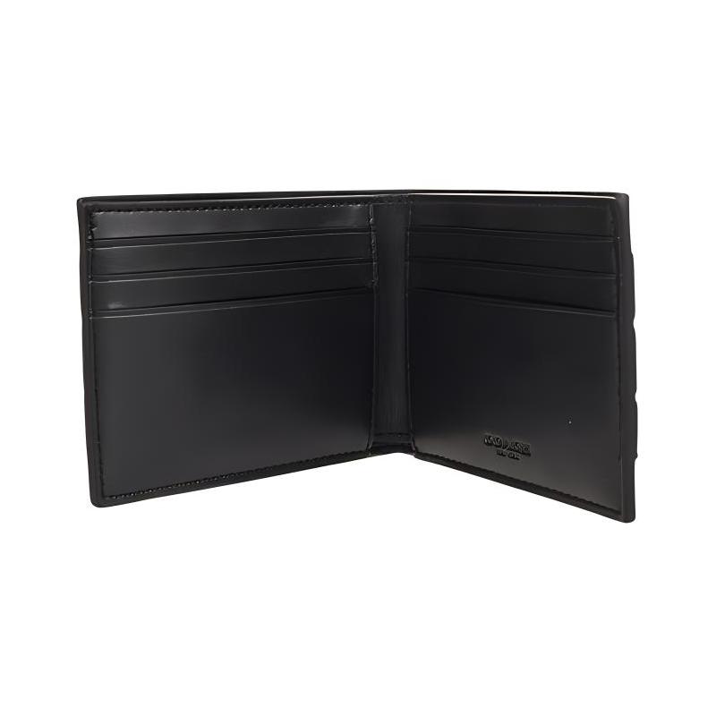 COACH Billfold Wallet 11 ultra-thin leather wallet regular men's black gray with blue and white