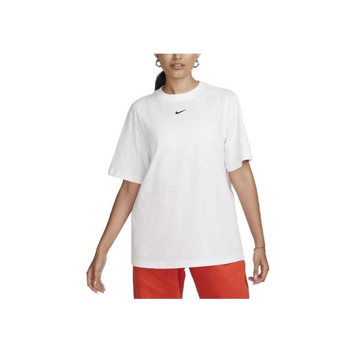 Nike Sportswear Solid Logo Loose Fit Short Sleeve T-Shirt Women Tops White FD4149-100