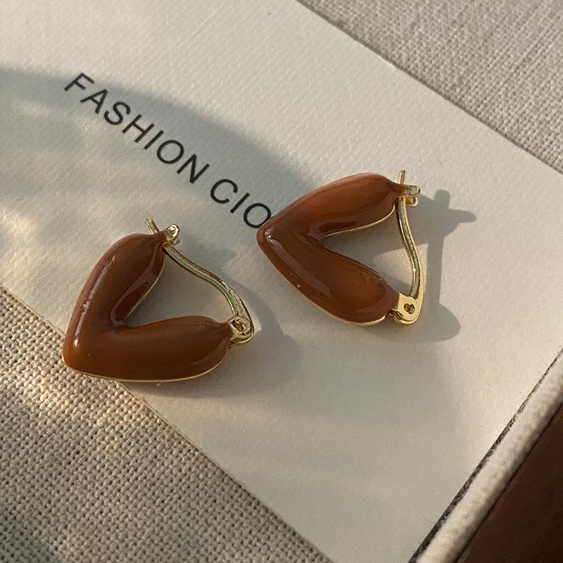 Butterfly Stud Earrings Maillard Geometric Design Niche Earrings French Retro Drip Glaze Earrings Women