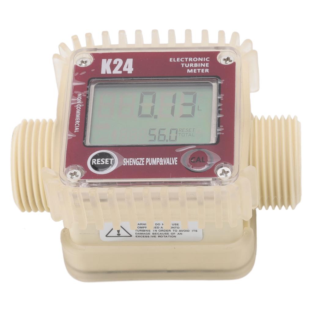 Digital Turbine Flow Meter 20BAR High Accuracy LCD Display G1 Male Thread Digital Fuel Flow Meter with 4 Measure Unit