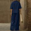 Women's Casual Two-piece Collar Top And Wide Leg Pants Set
