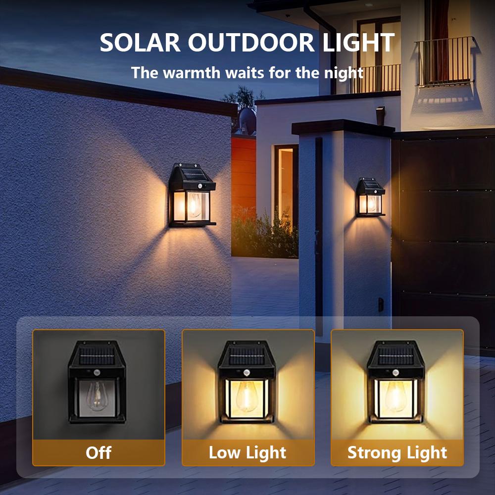 Vintage Solar Lights Outdoor Waterproof Solar LED Outdoor Lighting Warm Christmas Lights Outdoor Solar Lamp with Motion Sensor