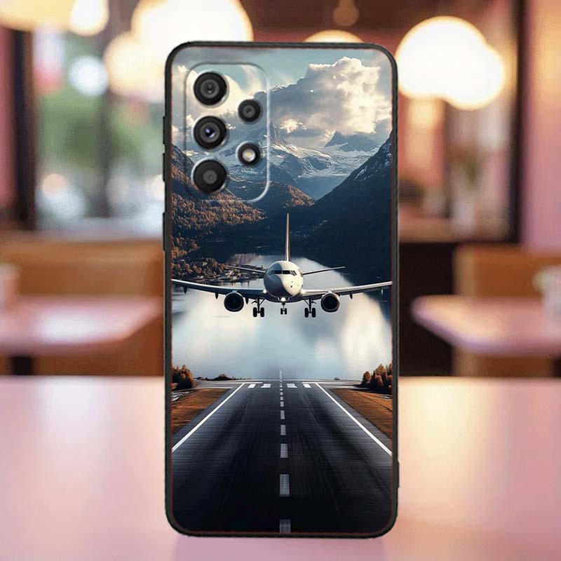Fashion Airplane Pattern Phone Case For Samsung A41 A35 A34 A33 A32 A25 A24 A23 A21s A06 A05 A04 A03 Note 10 20 Ultra 5G Black