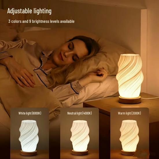 3D Printed RGB Dimming Cream-Style Bedside Lamp