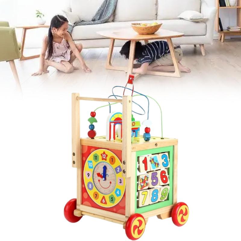 Baby Wooden Cube Walker Developmental Montessori Learning Educational Gifts