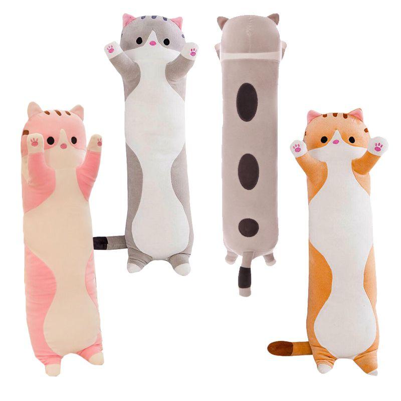 Plush Cat Long Toy Soft Stuffed Kitten Pillow Kids Sleeping Pillow Decor Home
