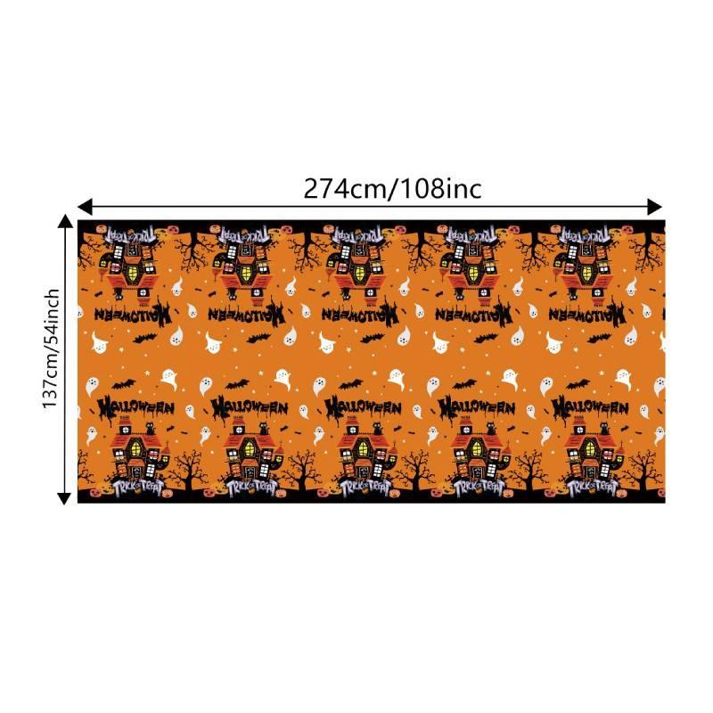 Halloween Festive Table Cover With Ghost And Castle Print For Holiday Parties