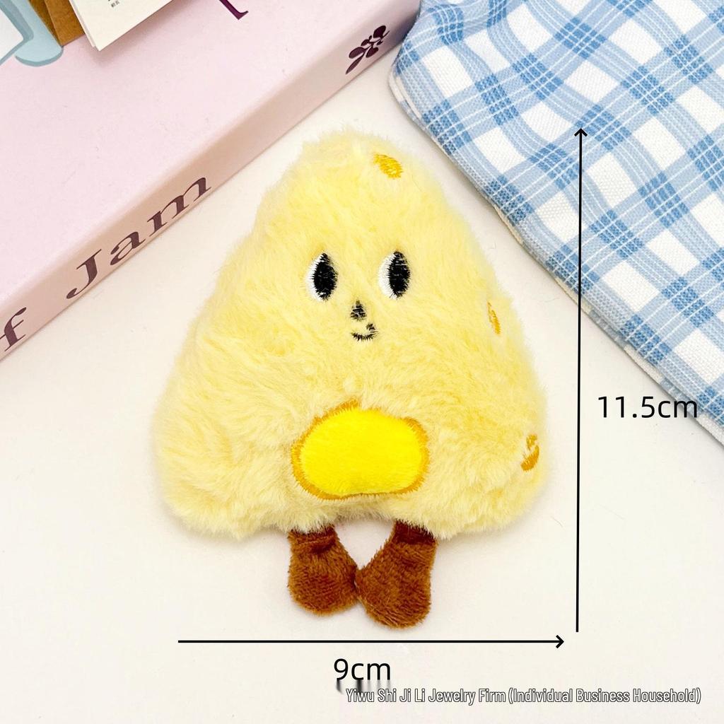 Cute Cartoon Cheese Toast Plush Pendant & Egg Doll Brooch for DIY Clothing, Shoes, and Socks Accessories.