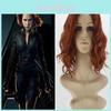 Peruca Curta Cacheada Sintética Cosplay Luxuosa Viúva Negra Natasha Romanoff Para Perfeição Máxima do Traje