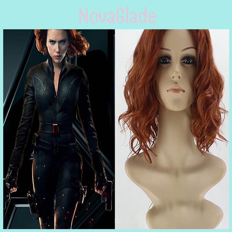 Lussuosa parrucca sintetica riccia corta da cosplay di Natasha Romanoff, Vedova Nera, per un costume perfetto