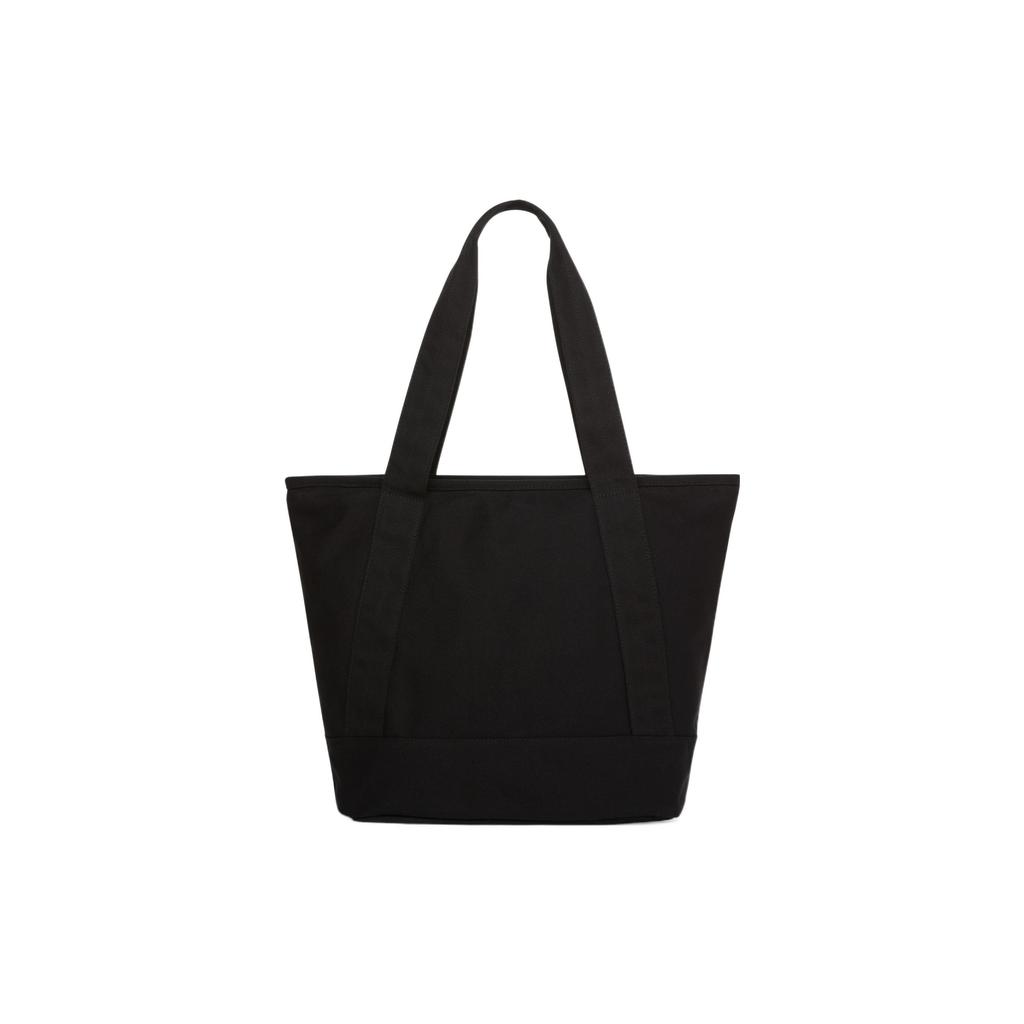Jordan Logo Embellished Solid Color Large Capacity Zipper Closure Cotton Canvas Tote Shopping Bag Unisex Tote Bags Black JD2243019GS-002