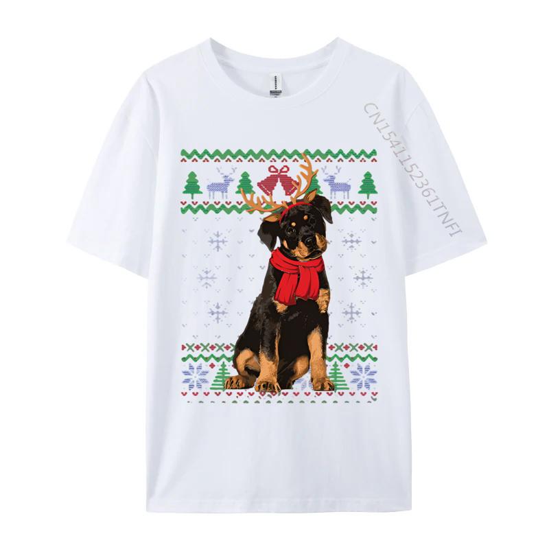 Oversized Mens T Shirts Cute Rottweiler Dog Reindeer Ugly Chrmas Tshirt Fitness Tops Tees Cotton Tight Luxury T Shirt S