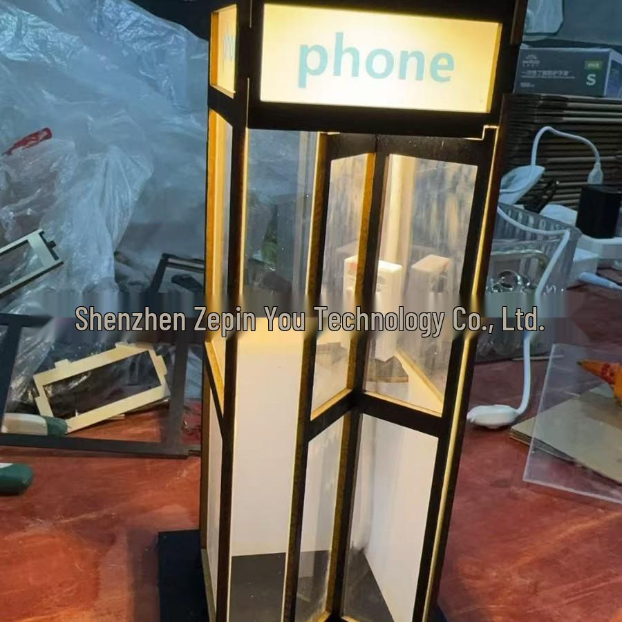 

Vintage Phone Booth Lamp: Retro Desk Night Light