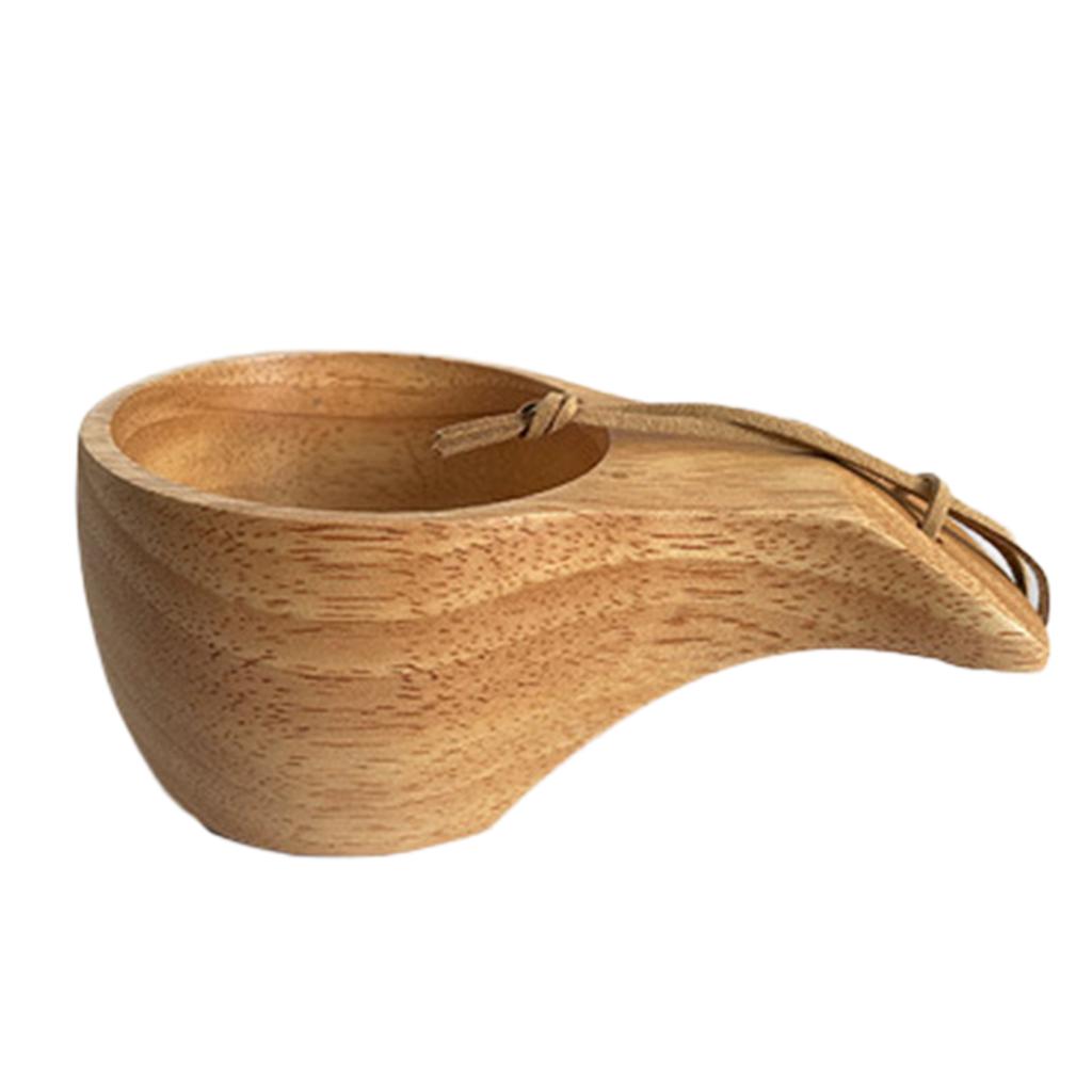 Ręcznie Robiony Drewniany Kubek na Mleko z Linką do Przenoszenia Przenośny Kubek o Dużej Pojemności na Mleko Kawę Herbatę Wielokrotnego Użytku Kubek na Wodę na Kemping na Zewnątrz