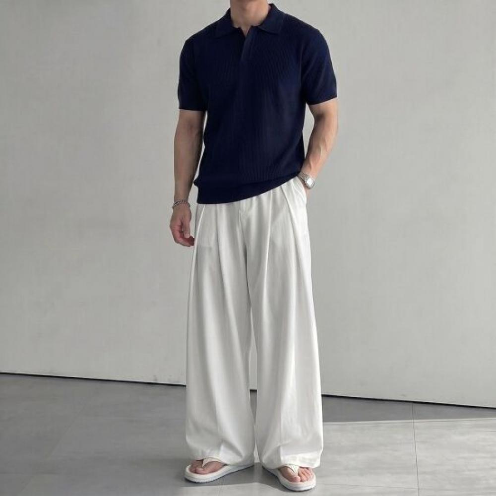 Onl Men S Pintuck Half Banding Wrinkle Free Wide SlackS