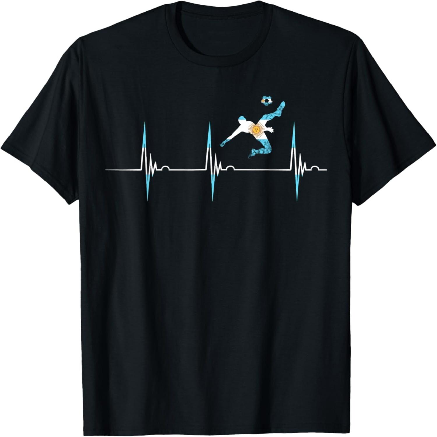 Argentina Flag Heartbeat EKG Pulse Argentina Soccer Team T-Shirt S разноцветный