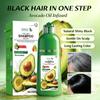 Avocado Oil Hair Dye Shampoo 400ml, Natural Shiny Black, Gentle On Scalp, Cover Gray Hair, Long Lasting Color