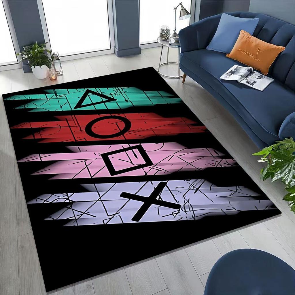 27 Stil Gamer Zone Game Controller Cartoon Spielzimmer Teppich für Schlafzimmer Wohnzimmer Sofa Zuhause Fußmatte Dekoration, Rutschfeste Bodenmatte