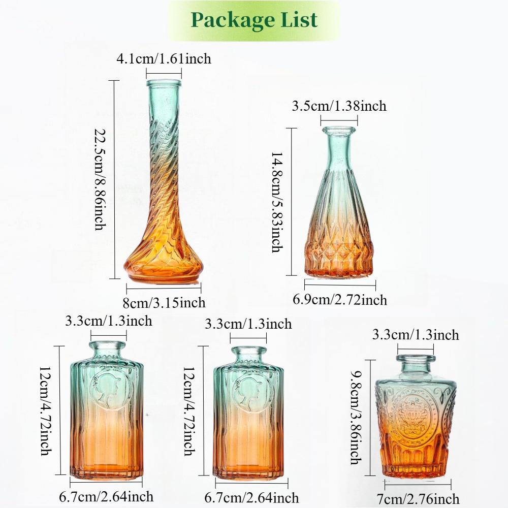 Colored Transparent Glass Bud Vase Retro Hydroponic Flower Planter Vase Centerpieces Wedding Party Decor Home Table Decorations