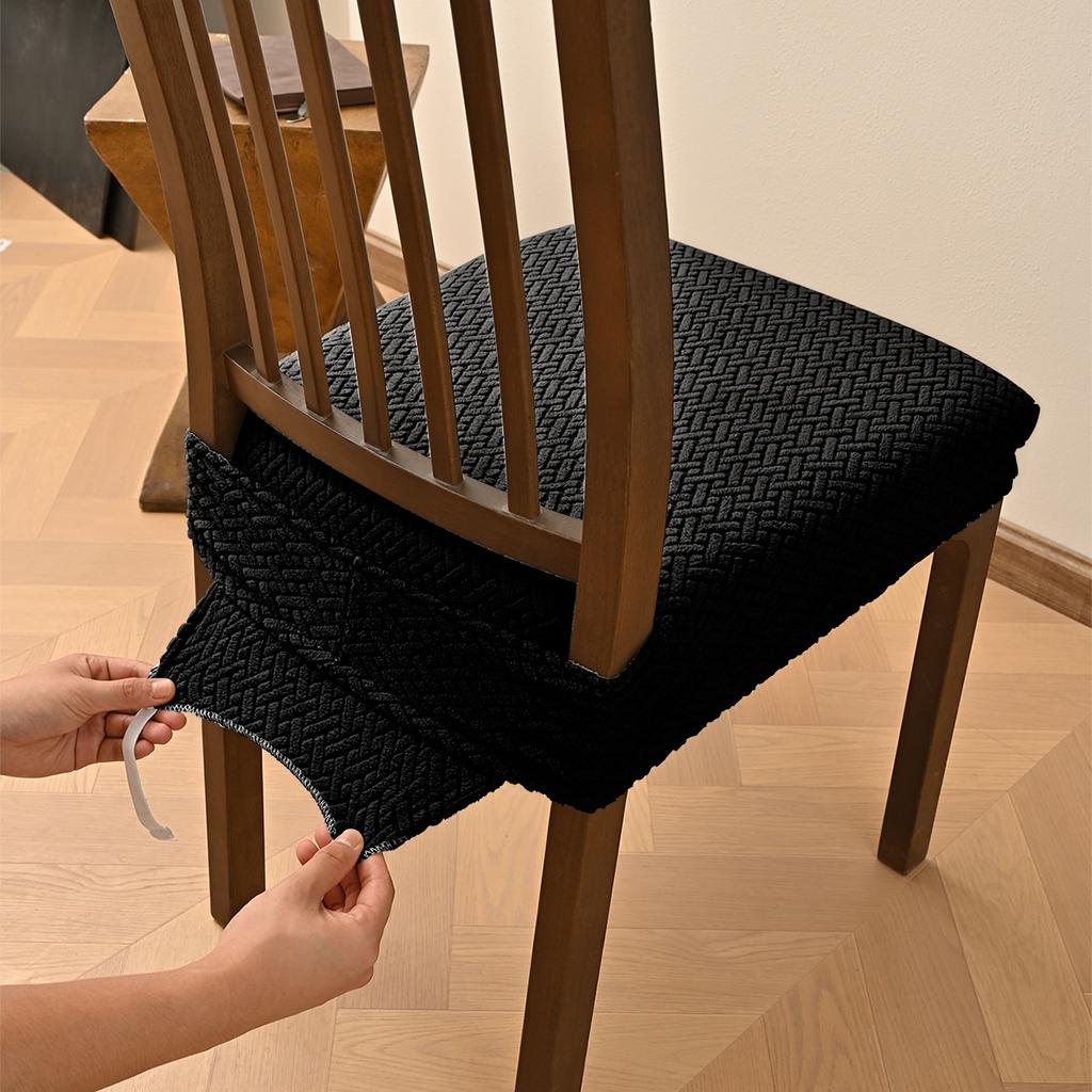 Non Slip Chair Cover Striped Stretchable Elastic Seat Cushion Set With Ties Decorative Chair Protector For Home Dining Room Kitchen Furniture