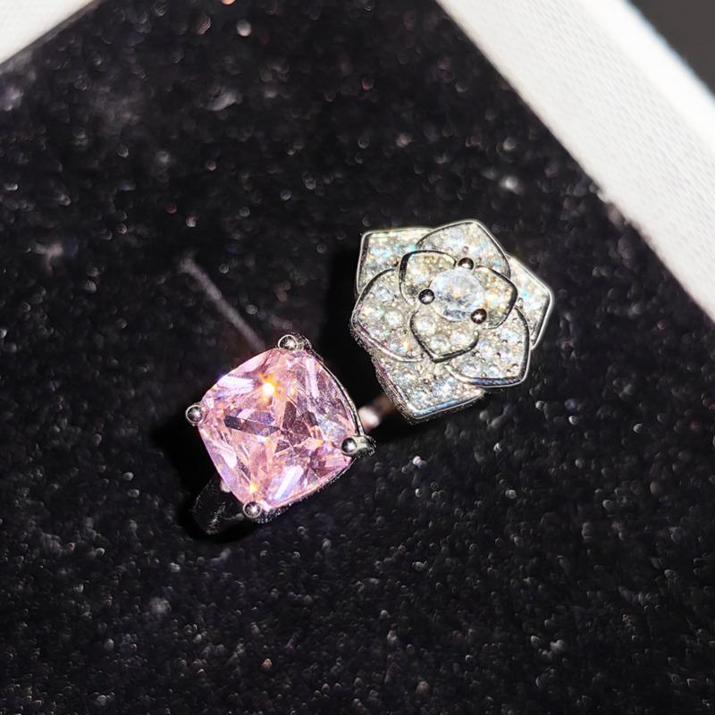 

BELLA BOX Light Luxury Tassel Pink Diamond Camellia Flower Ожерелье Radian Rose Длинные серьги Цветочные кольца Желтый бриллиантовый комплект для женщин No.3 розовый