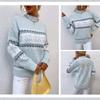 Christmas Knit Sweater Women's Turtleneck Snowflake Pullover