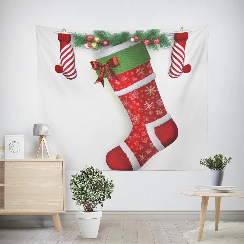 Christmas New Year Socks Pattern Living Room Bedroom Decorative Tapestry