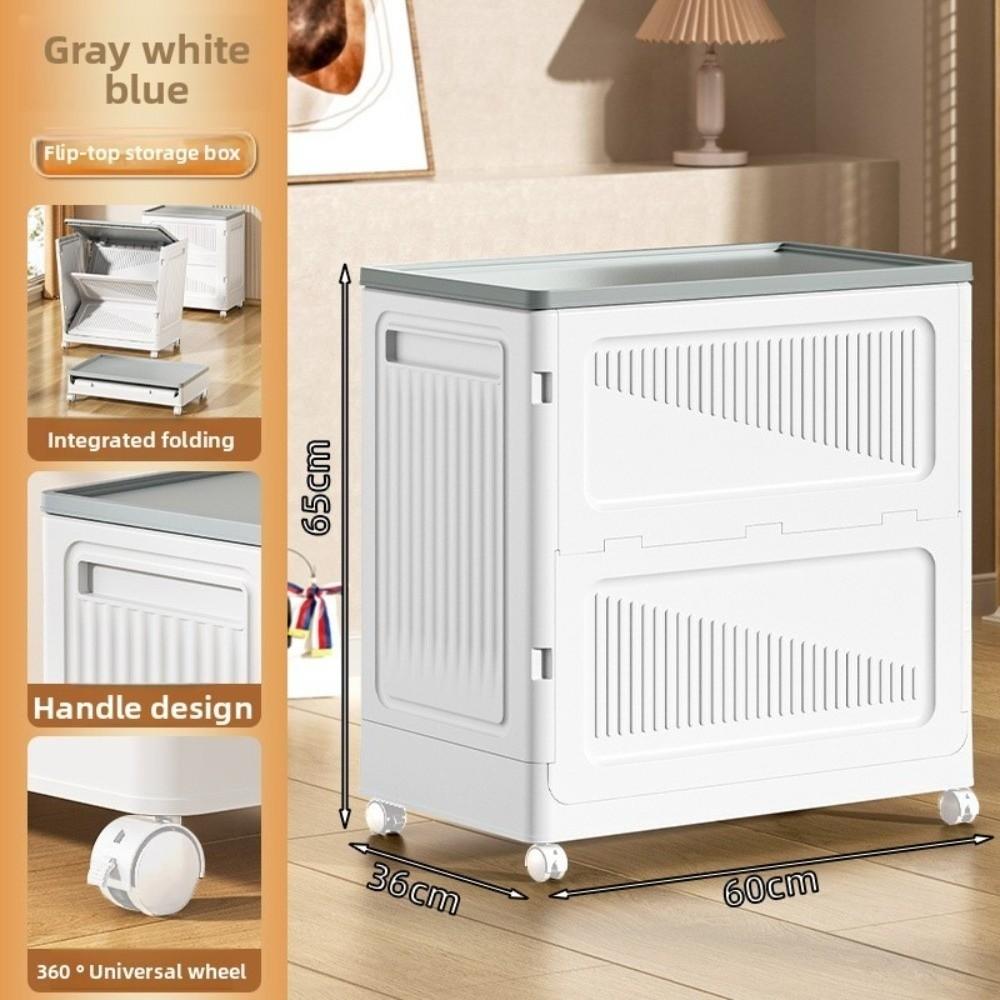 Large Capacity Foldable Storage Box Flip Cover Multipurpose Clothes Storage Basket with Wheels Space Saving