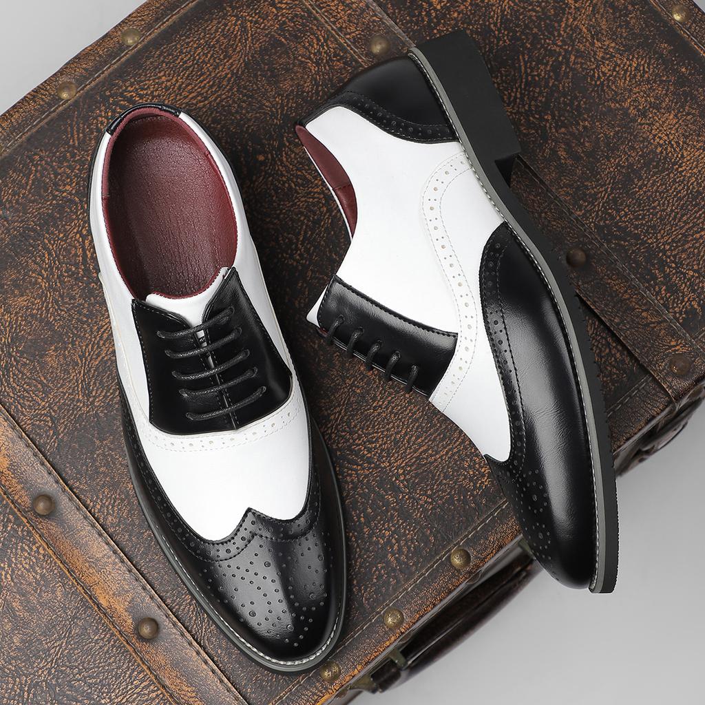 Foreign Trade British Brock Men's 4748 Large Size Leather Shoes Fashion Trend Business Dress Color Matching Men's Shoes