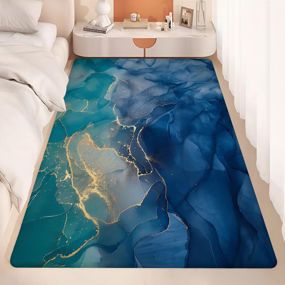 Kolor Niebieski Złoty Biały Marmur Obszar Przedpokój Dywan Antypoślizgowa Mata do Pralni Wystrój Pralni Balkon Dziecko Pokój Dzienny Dywanik do Toalety
