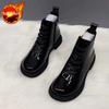 Fashion Black Short Shoes for Women Female Ankle Boots Lace-up with Laces Leather Round Toe Footwear Booties Comfortable and Elegant Y2k
