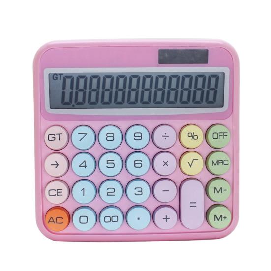 

Настольный калькулятор с большими кнопками Большой экран Двойной источник питания 12-значный калькулятор на солнечной энергии розовый
