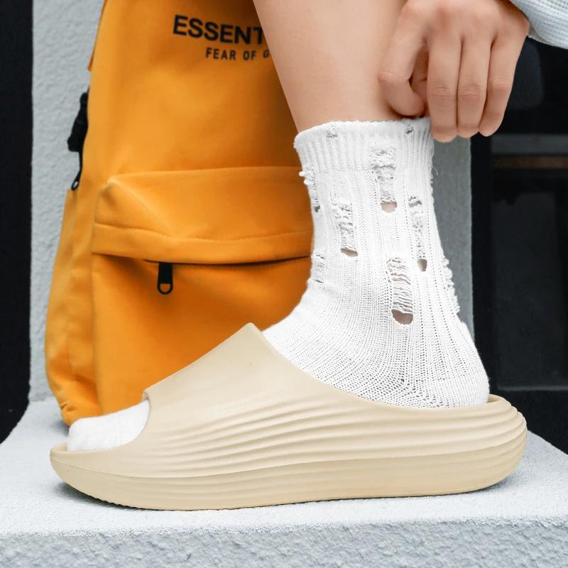 Fashion Summer Trend Mens Slippers Non-Slip Sandals Thick Soft Platform House Shoes Indoor Outdoor Shower Bathroom Slippers Casual Shoes