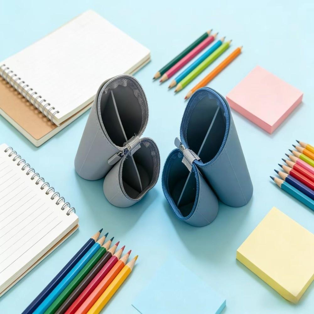 Large- Capacity Foldable Pen Holder Soft Macaron Desk Organizer Student